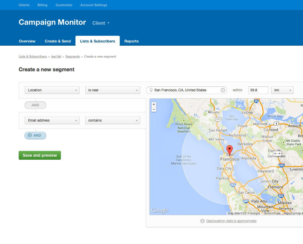 geo location user interface