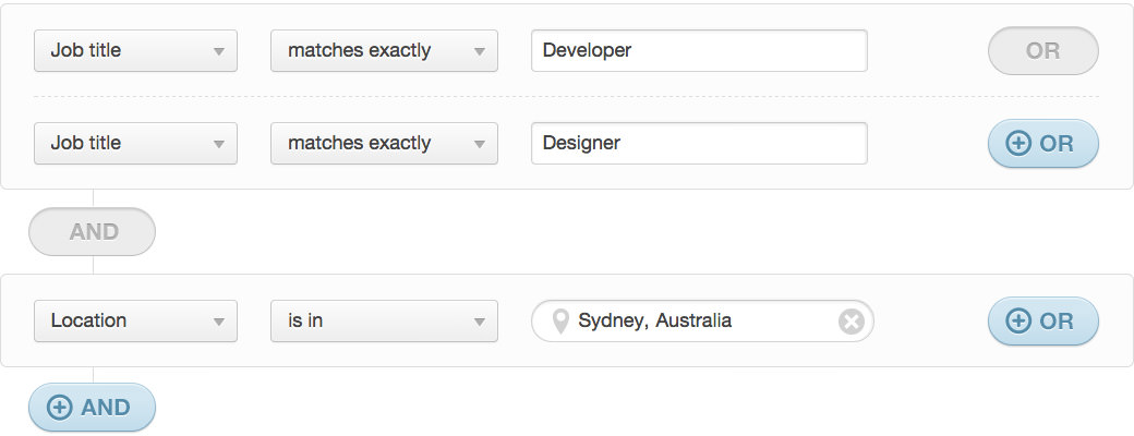 visual design of rule builder