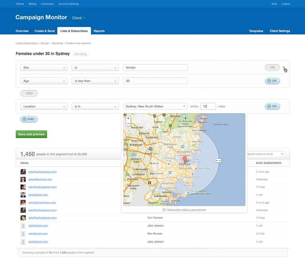 segments user interface