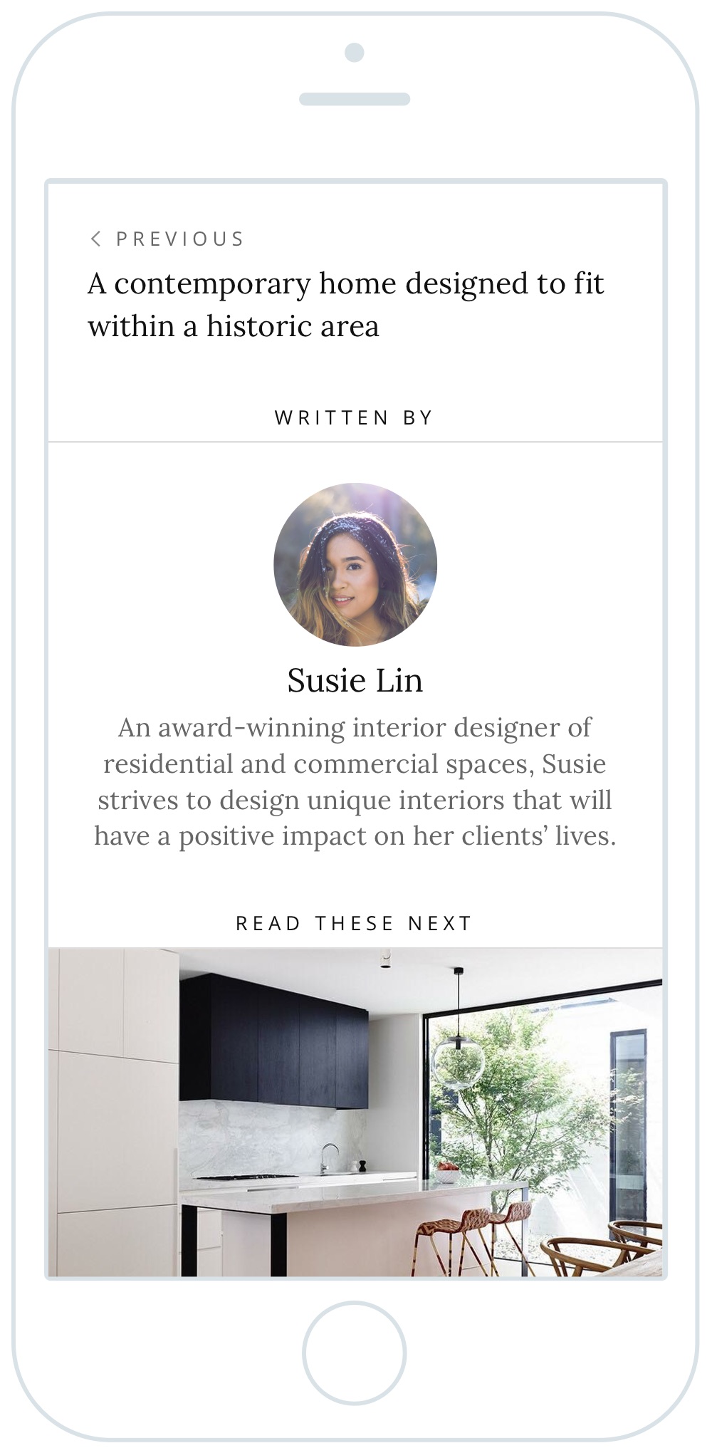 Decofeed blog post author design for mobile