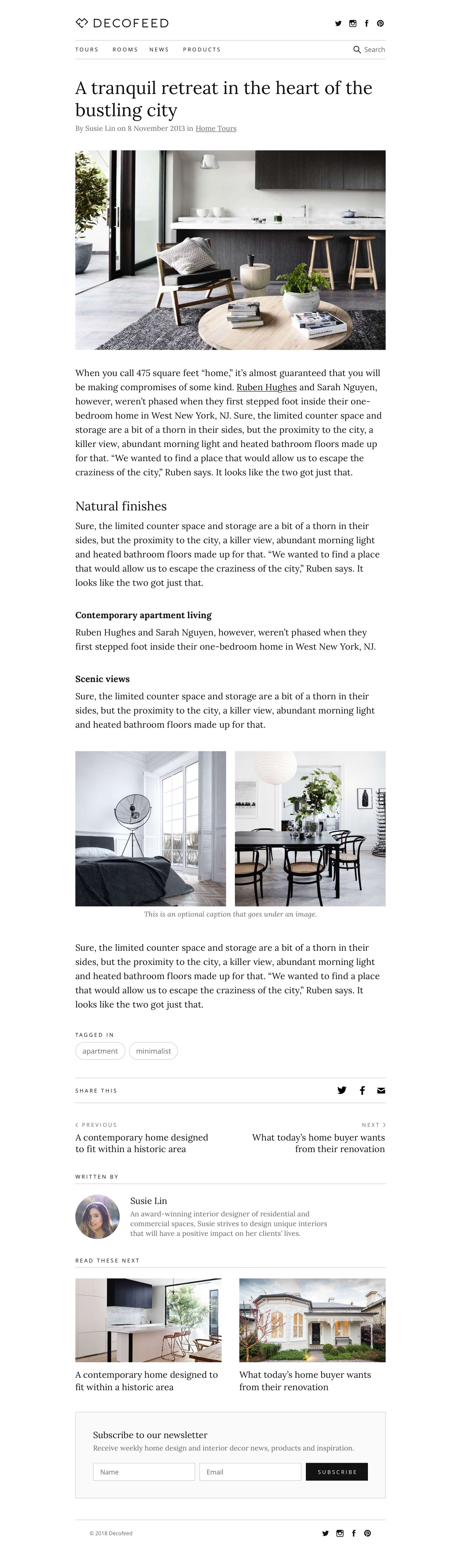 Decofeed blog post design for desktop