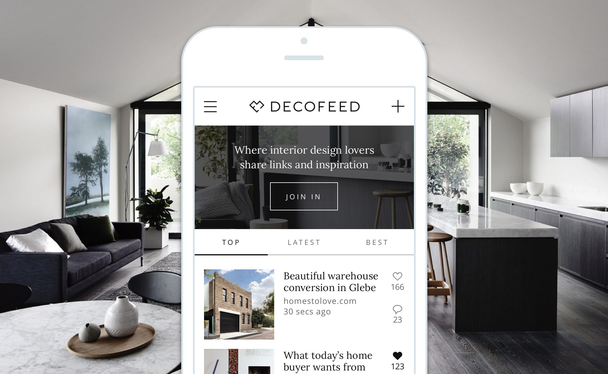 Interior design news feed design