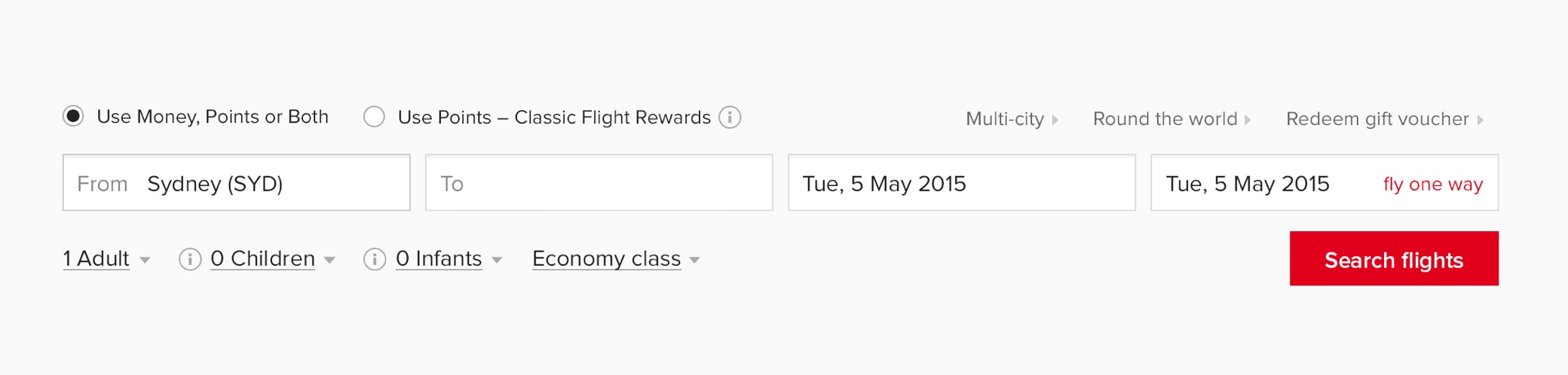 new flight search form