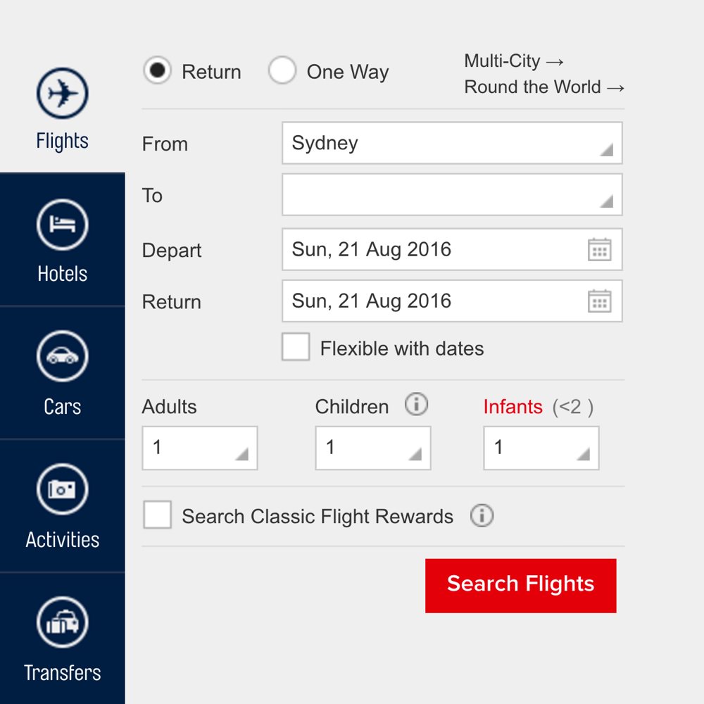 old flight search form