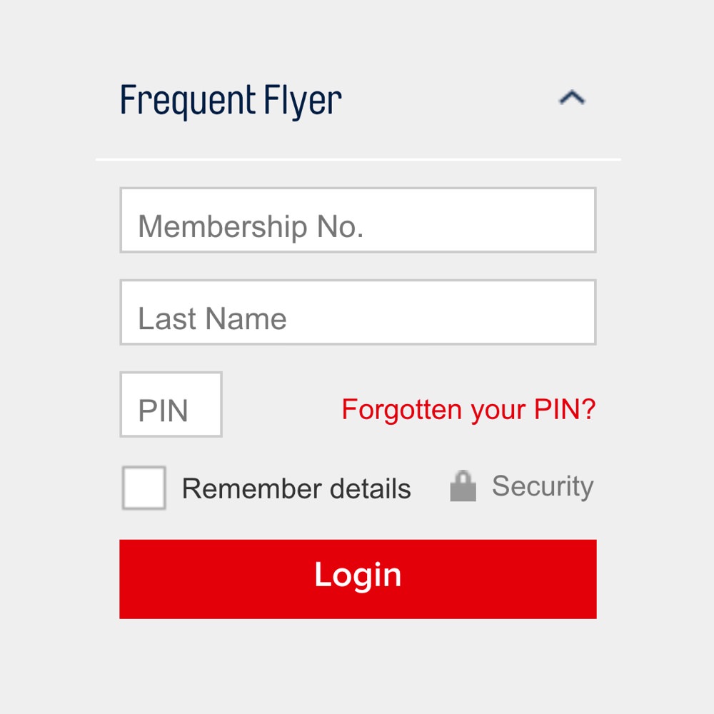 old frequent flyer login form