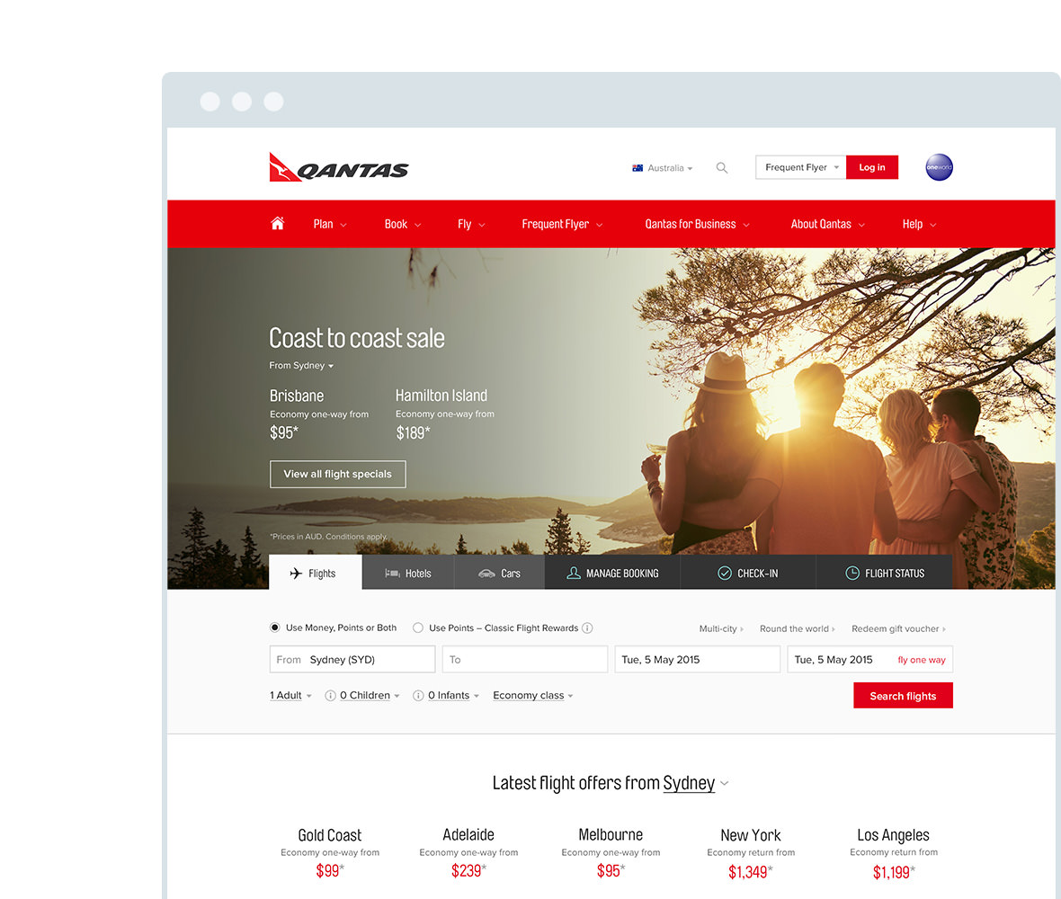 qantas homepage refresh