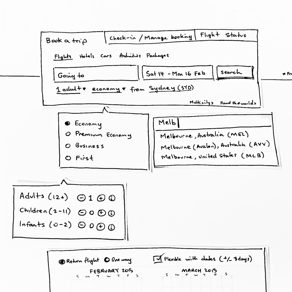 flight search design sketch