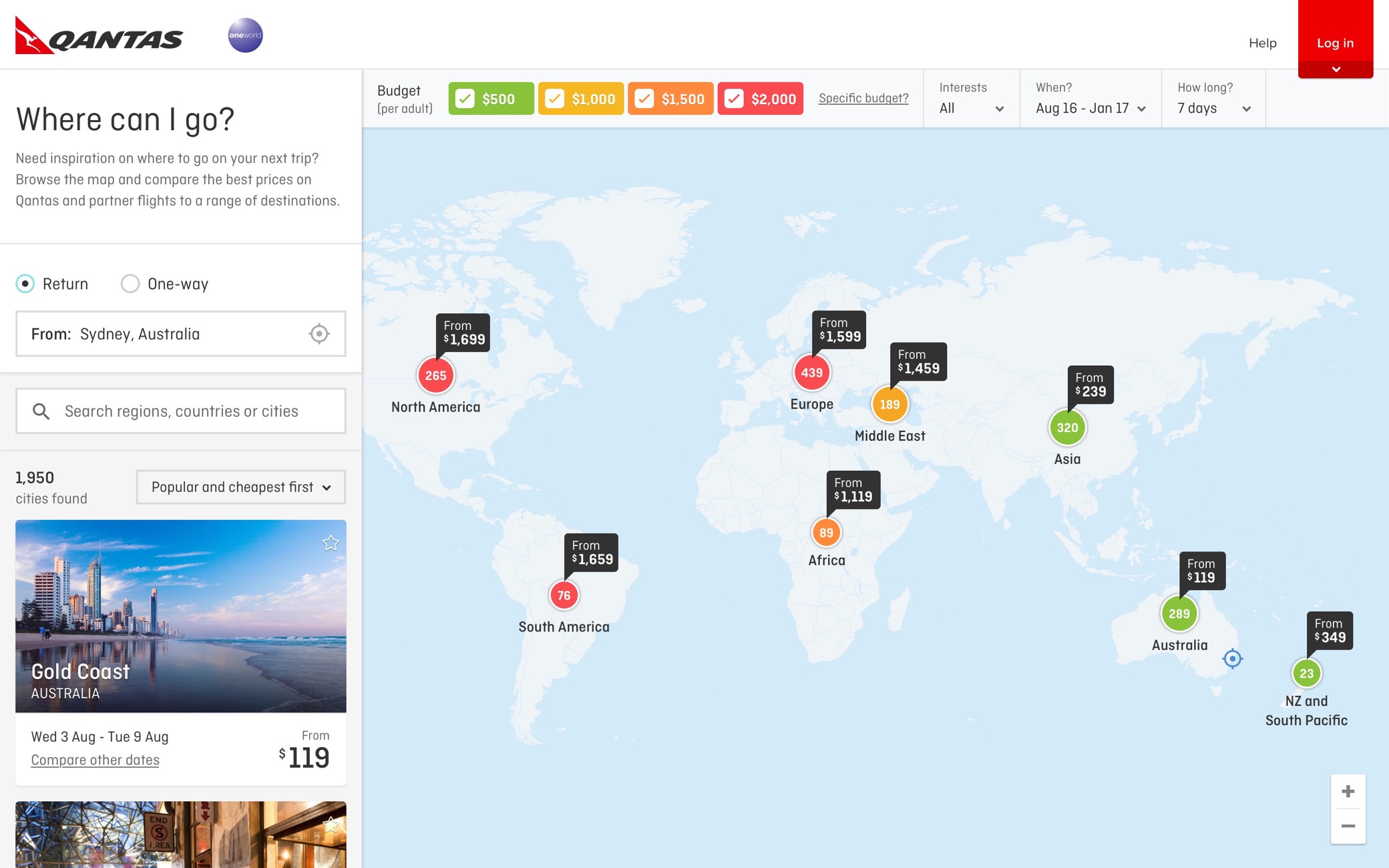 qantas map search prototype