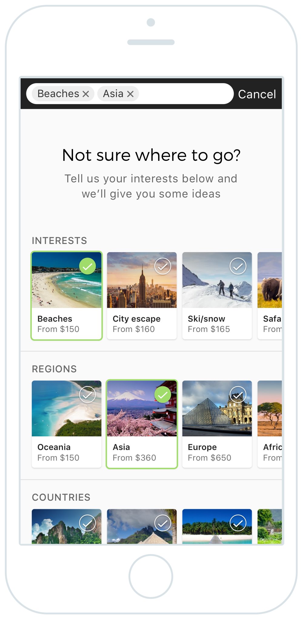 Interest-based flight search concept