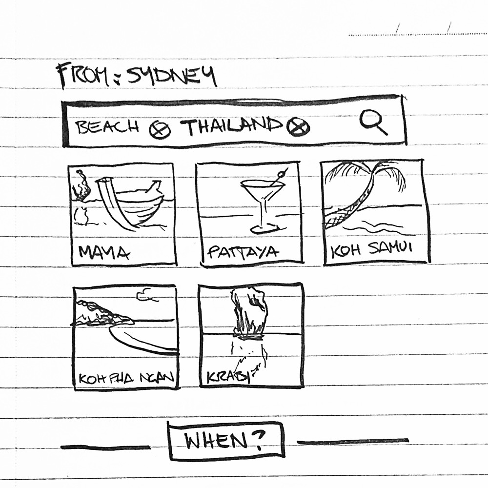 Flight search concept sketch