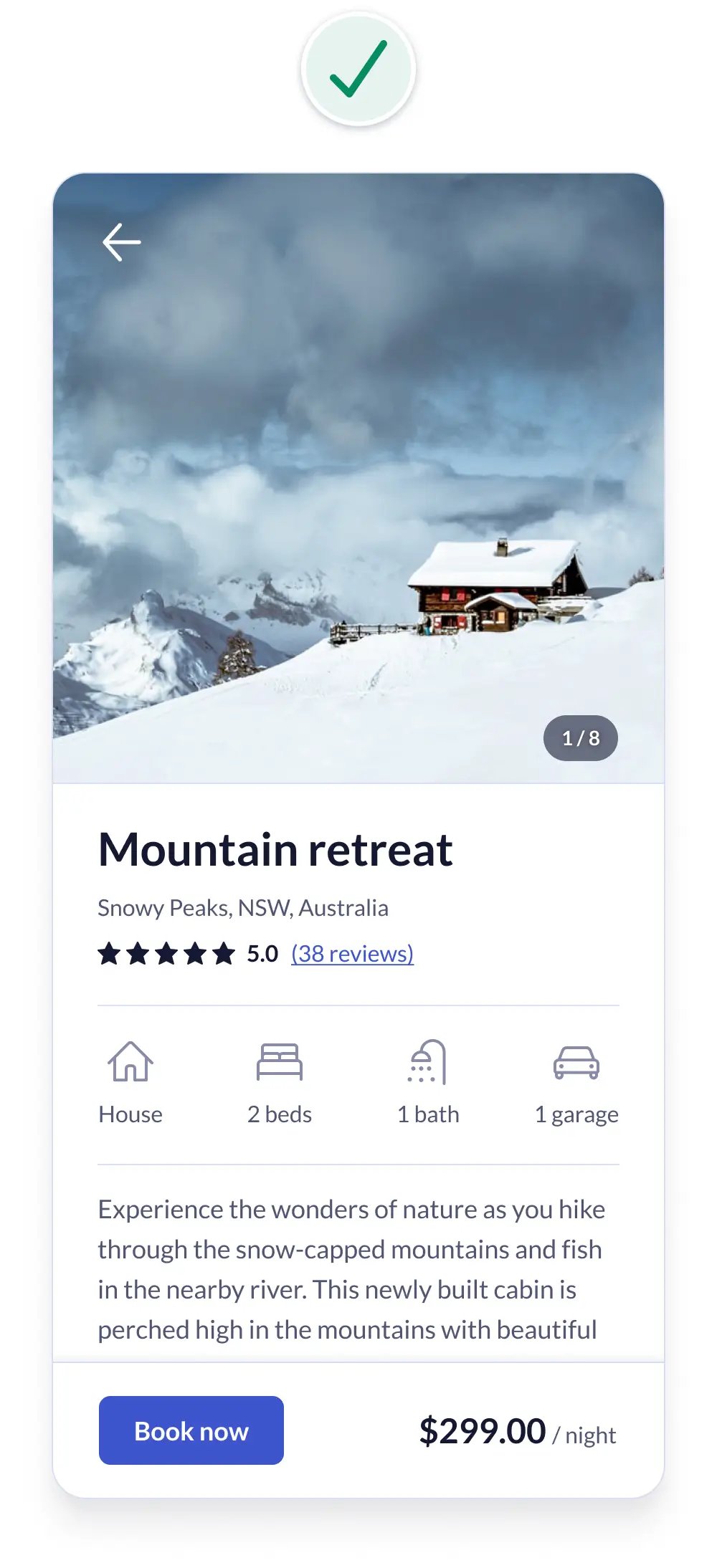User interface design example after